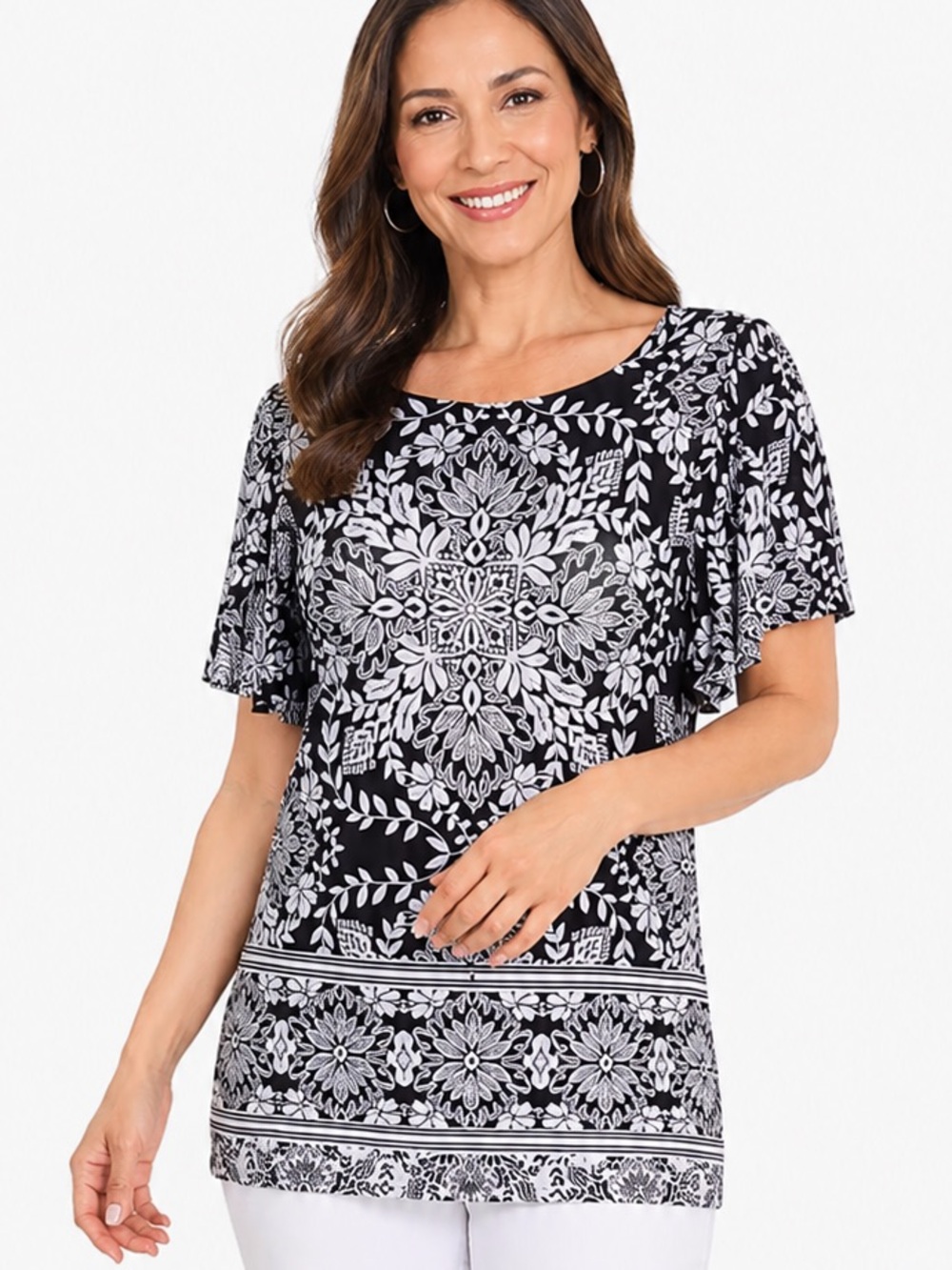 Ruby Rd. Women's Knit Island Border Print Tunic - Size XL